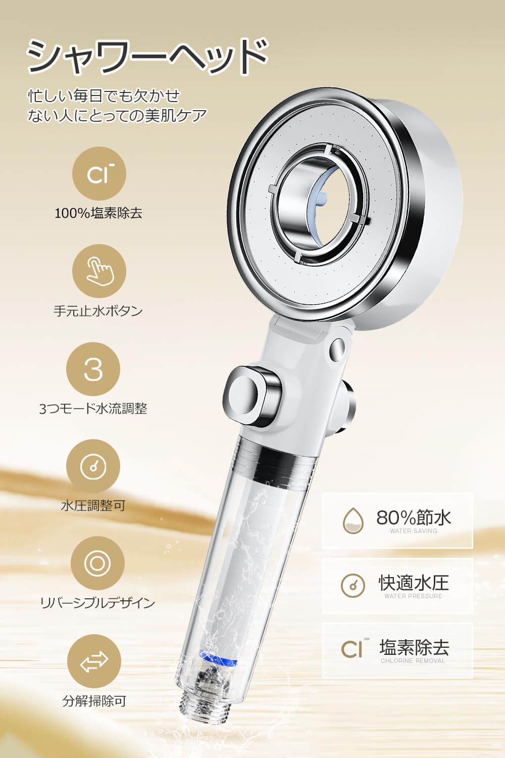 ✨人気商品✨シャワーヘッド　マイクロ ナノバブル　塩素 除去　80% 節水　浄水 Amazon.co.jp: シャワーヘッド 高水圧 【2024新登場・80%節水